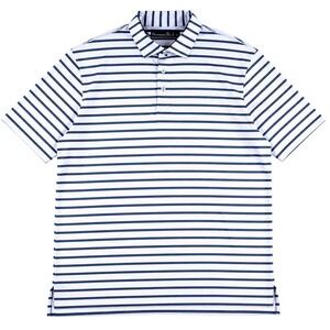 Hammer Back Golf Polo Mens XL Striped Performance SS White Blue Stretch